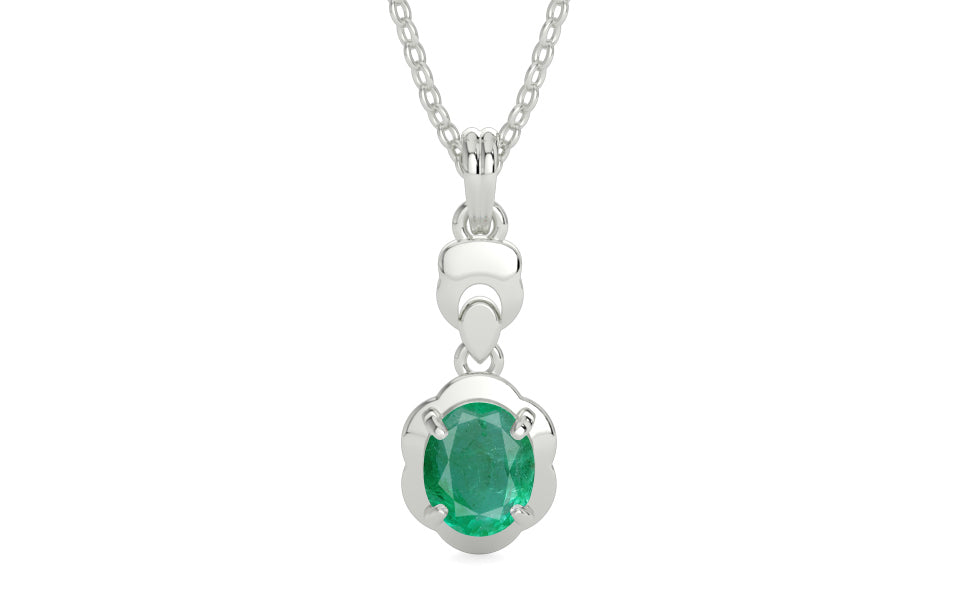 Sterling Silver Emerald Pendant Limited Quality (P6)