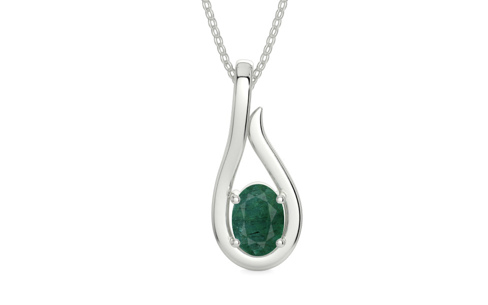 Sterling Silver Emerald Pendant Prime Quality (P9)