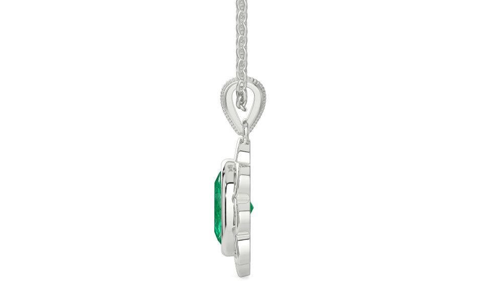 Sterling Silver Emerald Pendant Rare Quality (P3)