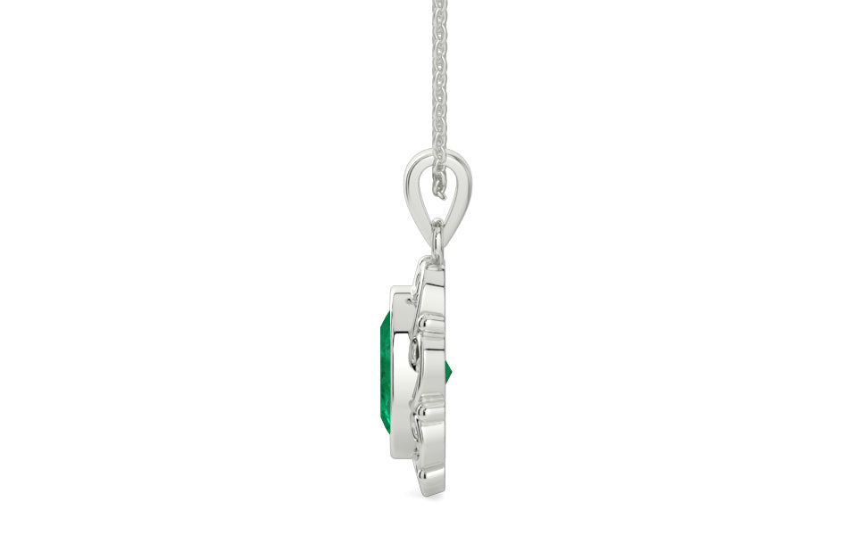 Sterling Silver Emerald Pendant Rare Quality (P5)
