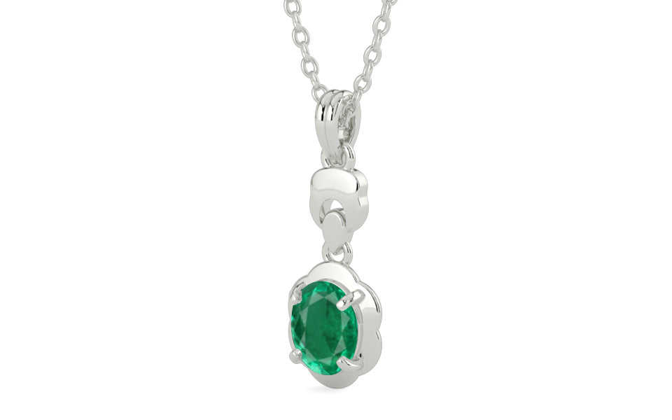 Sterling Silver Emerald Pendant Rare Quality (P6)