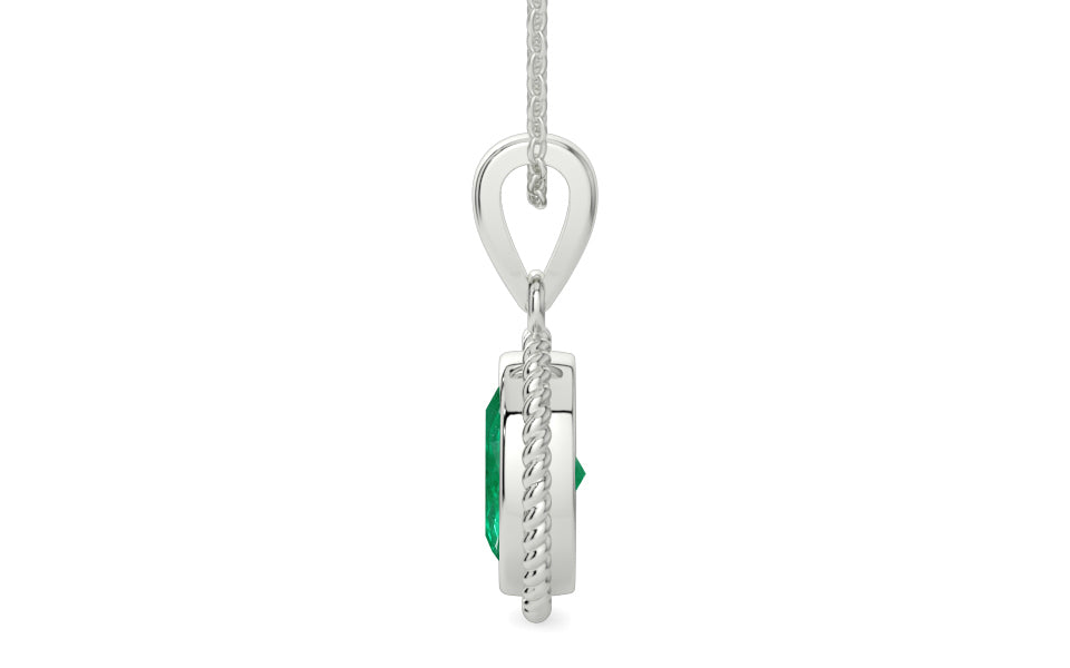 Sterling Silver Emerald Pendant Rare Quality (P7)