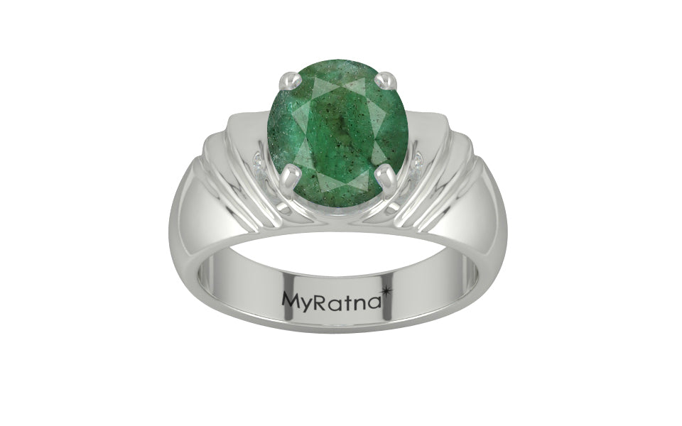 Sterling Silver Emerald Ring Fine Quality (R4)