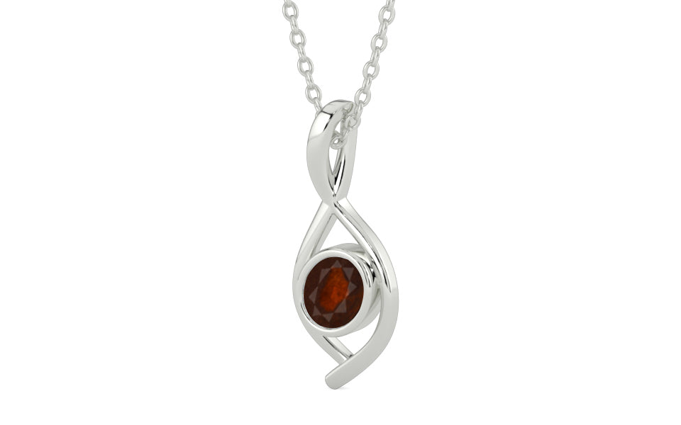Sterling Silver Hessonite Garnet Pendant Fine Quality (P1)