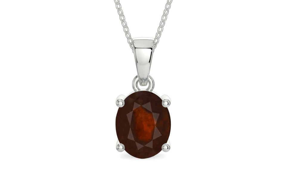 Sterling Silver Hessonite Garnet Pendant Fine Quality (P10)