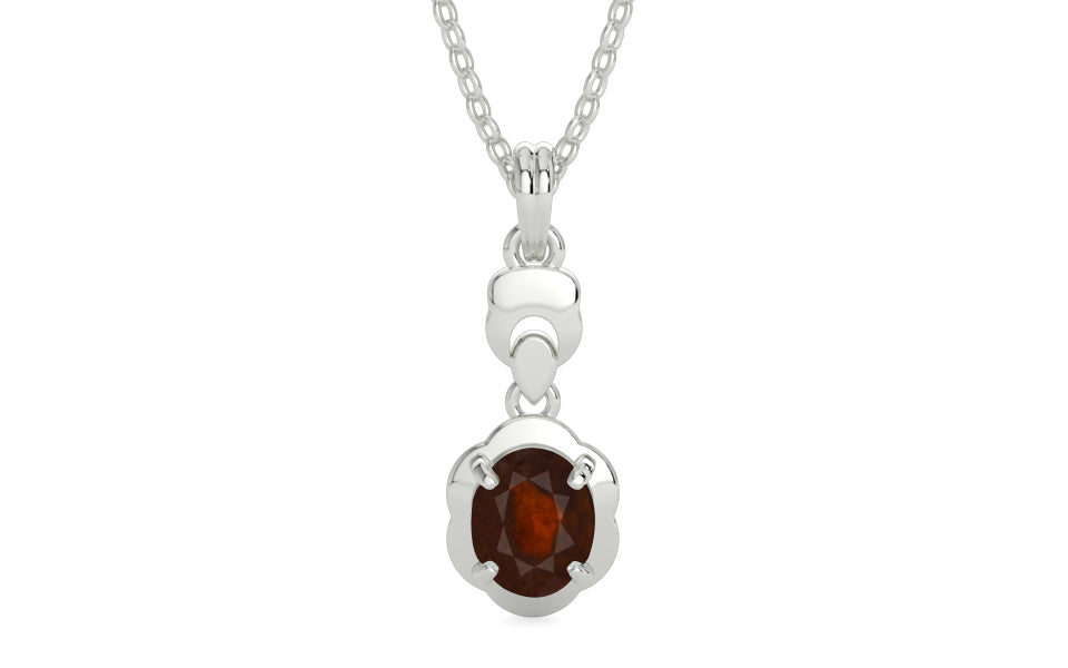Sterling Silver Hessonite Garnet Pendant Fine Quality (P6)