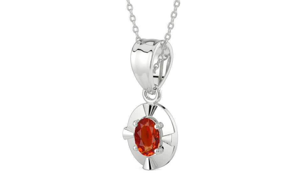 Sterling Silver Hessonite Garnet Pendant Limited Quality (P11)