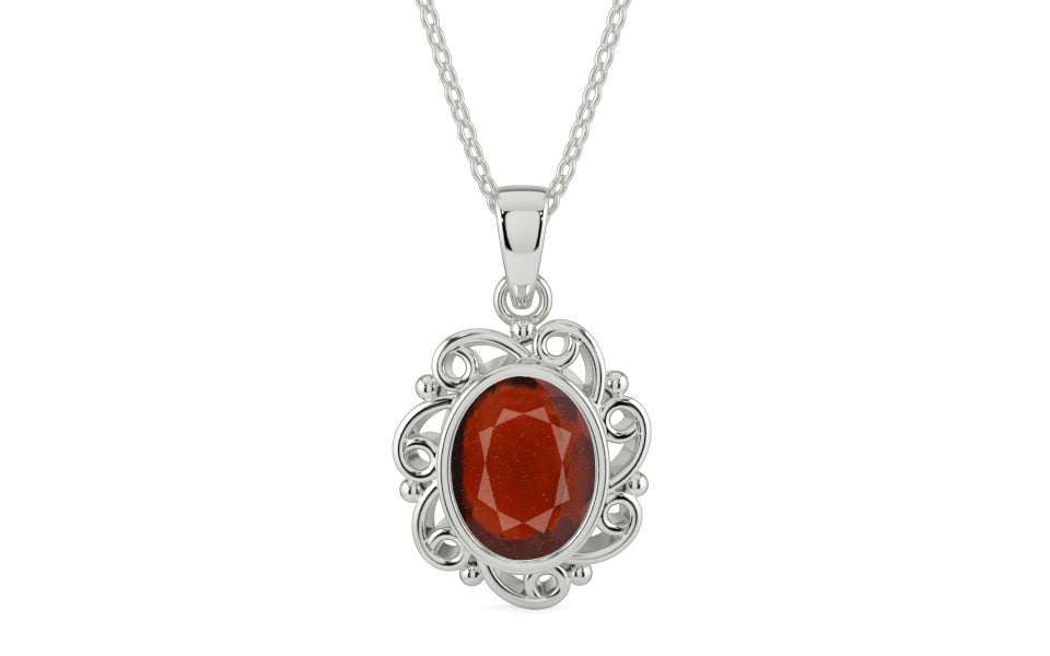 Sterling Silver Hessonite Garnet Pendant Prime Quality (P5)