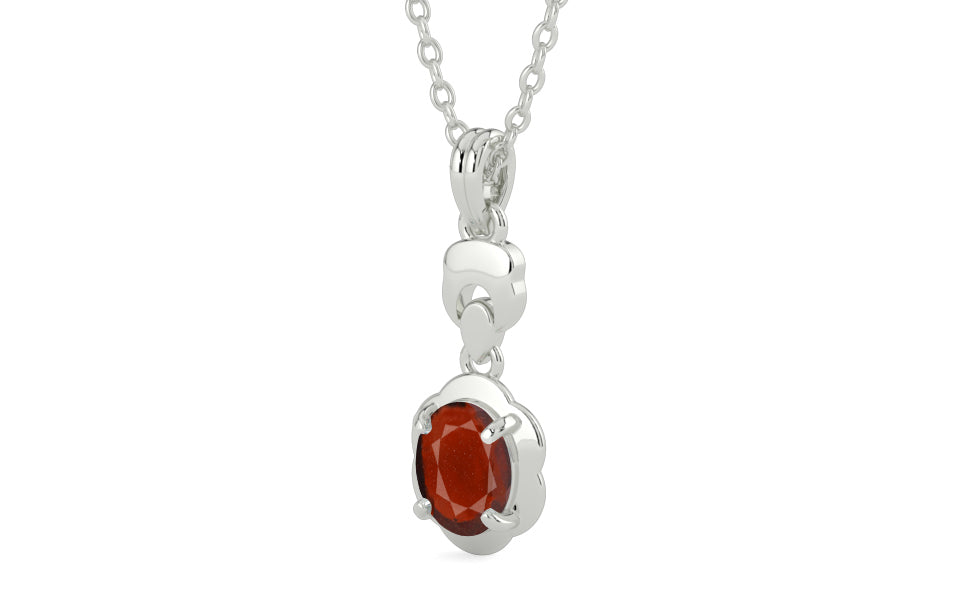 Sterling Silver Hessonite Garnet Pendant Prime Quality (P6)