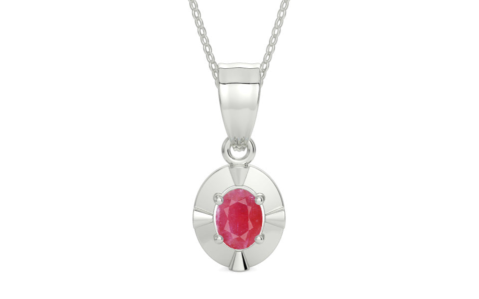 Sterling Silver Ruby Pendant Fine Quality (P11)