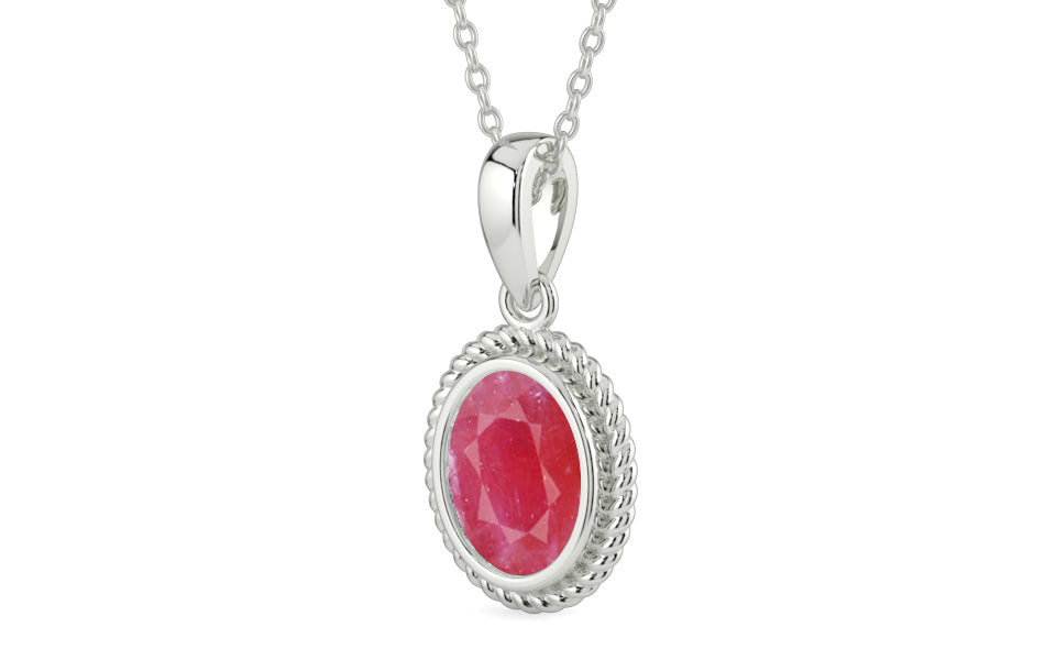 Sterling Silver Ruby Pendant Fine Quality (P7)