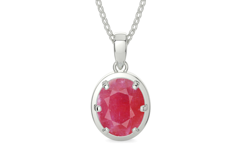 Sterling Silver Ruby Pendant Fine Quality (P8)