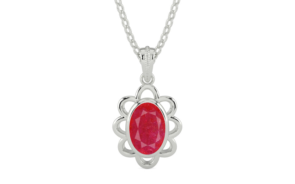 Sterling Silver Ruby Pendant Prime Quality (P3)