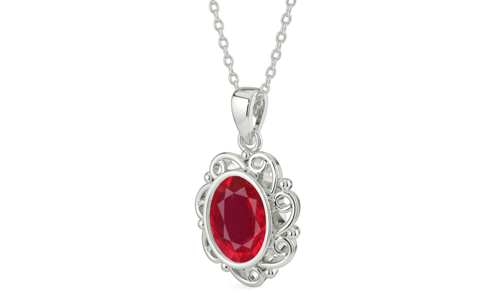 Sterling Silver Ruby Pendant Rare Quality (P5)