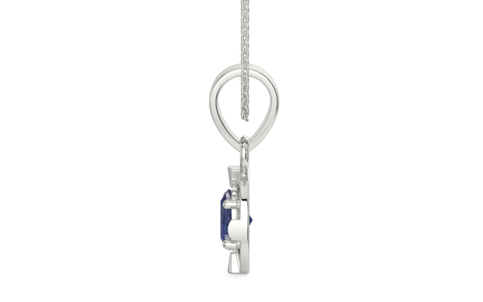 Sterling Silver Thailand Blue Sapphire Pendant Fine Quality (P11)