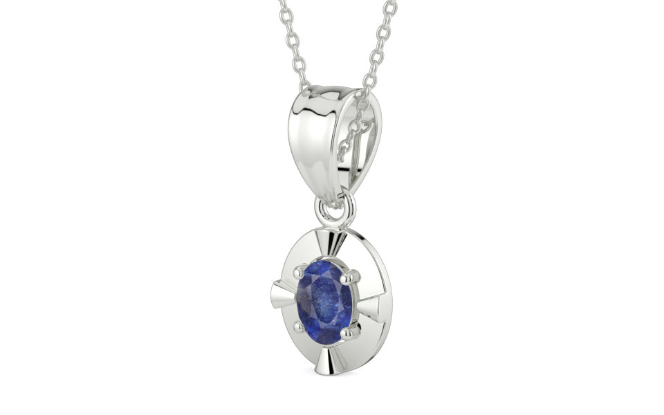Sterling Silver Thailand Blue Sapphire Pendant Fine Quality (P11)