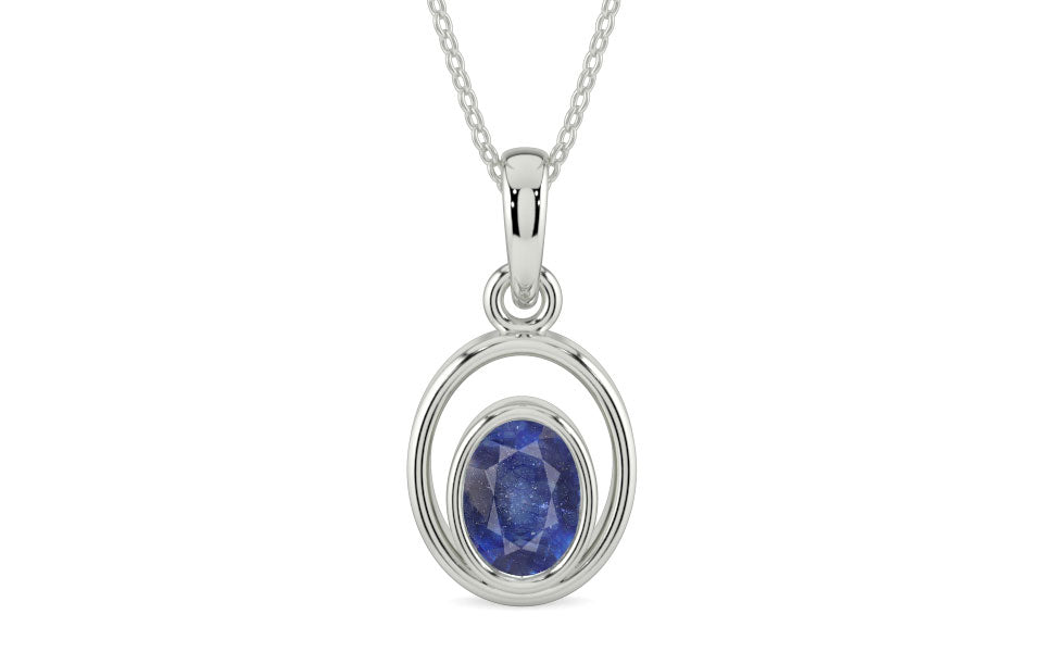 Sterling Silver Thailand Blue Sapphire Pendant Fine Quality (P12)