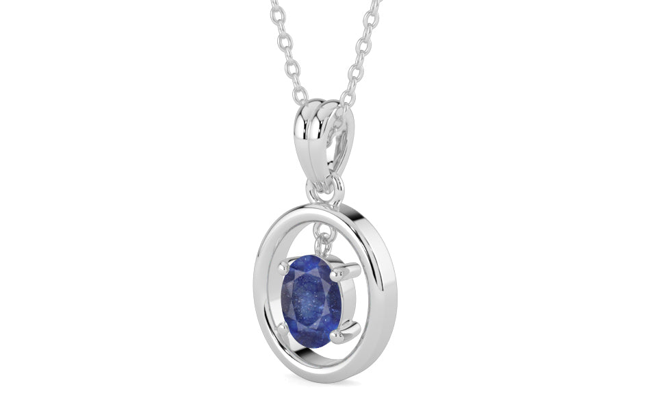 Sterling Silver Thailand Blue Sapphire Pendant Fine Quality (P2)
