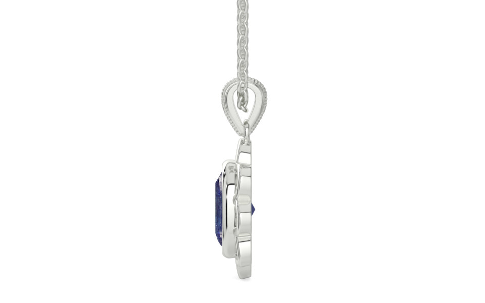Sterling Silver Thailand Blue Sapphire Pendant Fine Quality (P3)