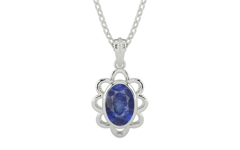 Sterling Silver Thailand Blue Sapphire Pendant Fine Quality (P3)