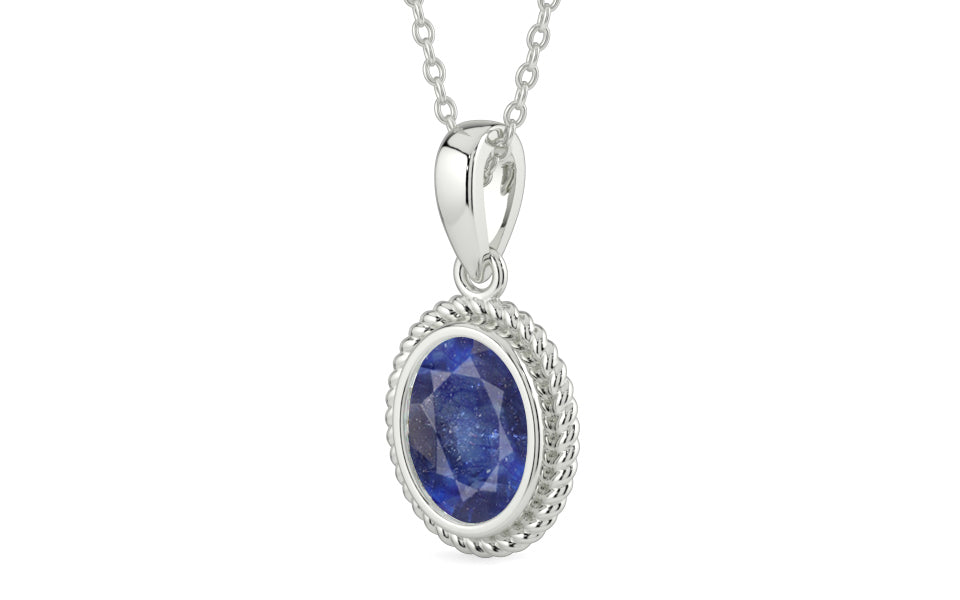 Sterling Silver Thailand Blue Sapphire Pendant Fine Quality (P7)