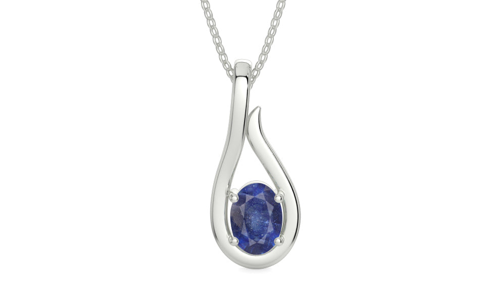 Sterling Silver Thailand Blue Sapphire Pendant Fine Quality (P9)