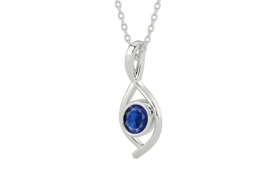 Sterling Silver Thailand Blue Sapphire Pendant Limited Quality (P1)