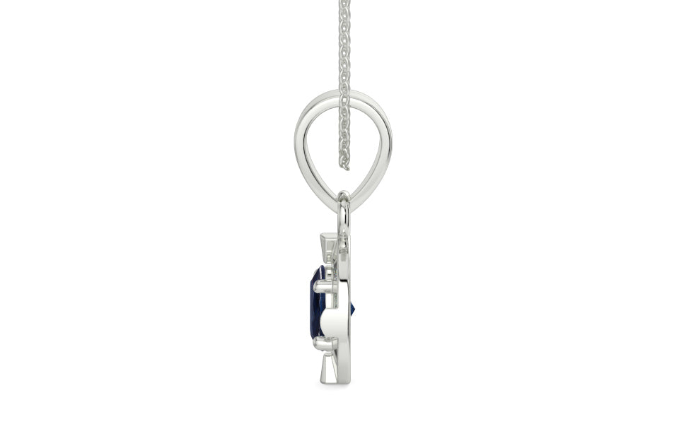 Sterling Silver Thailand Blue Sapphire Pendant Limited Quality (P11)