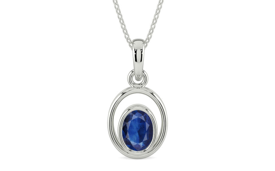 Sterling Silver Thailand Blue Sapphire Pendant Limited Quality (P12)