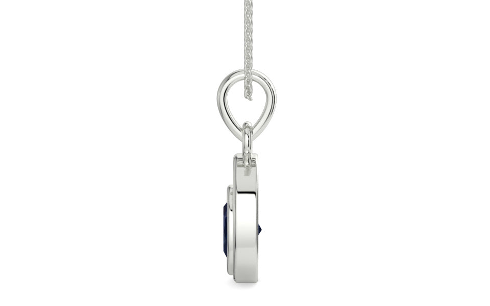 Sterling Silver Thailand Blue Sapphire Pendant Limited Quality (P12)