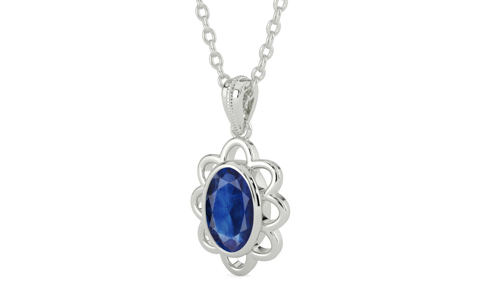Sterling Silver Thailand Blue Sapphire Pendant Limited Quality (P3)