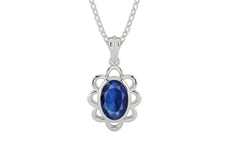 Sterling Silver Thailand Blue Sapphire Pendant Limited Quality (P3)