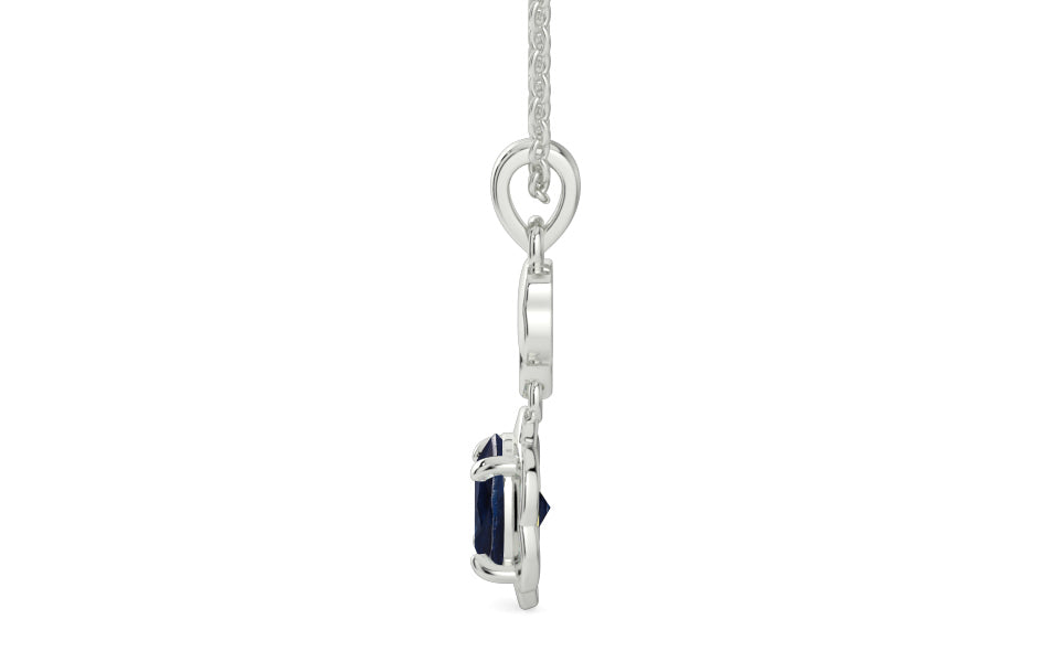 Sterling Silver Thailand Blue Sapphire Pendant Limited Quality (P6)