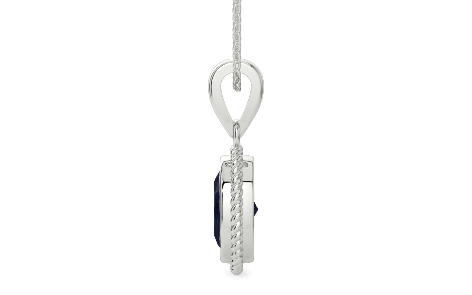 Sterling Silver Thailand Blue Sapphire Pendant Limited Quality (P7)