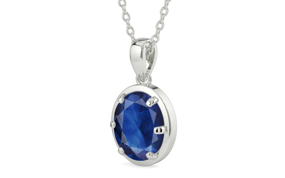 Sterling Silver Thailand Blue Sapphire Pendant Limited Quality (P8)