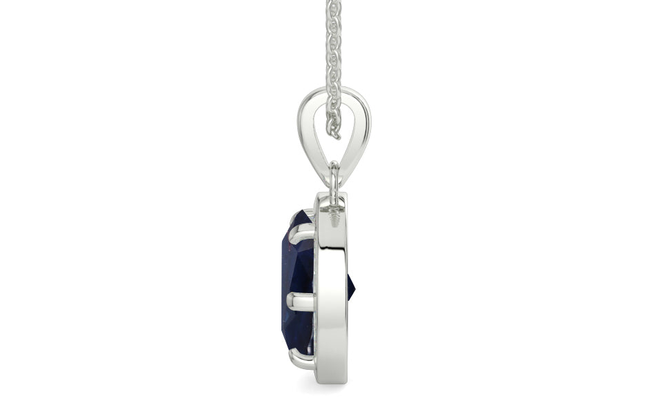 Sterling Silver Thailand Blue Sapphire Pendant Limited Quality (P8)