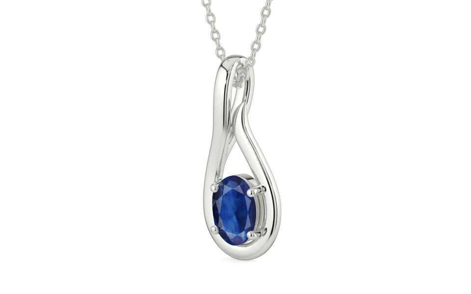 Sterling Silver Thailand Blue Sapphire Pendant Limited Quality (P9)