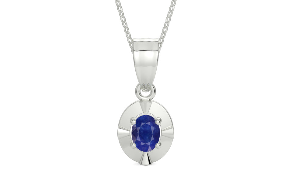 Sterling Silver Thailand Blue Sapphire Pendant Prime Quality (P11)