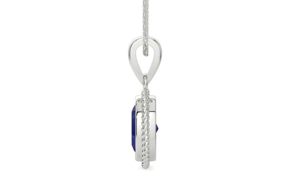 Sterling Silver Thailand Blue Sapphire Pendant Prime Quality (P7)