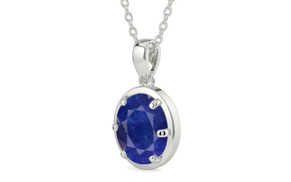 Sterling Silver Thailand Blue Sapphire Pendant Prime Quality (P8)
