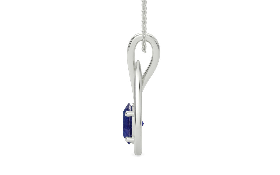 Sterling Silver Thailand Blue Sapphire Pendant Prime Quality (P9)