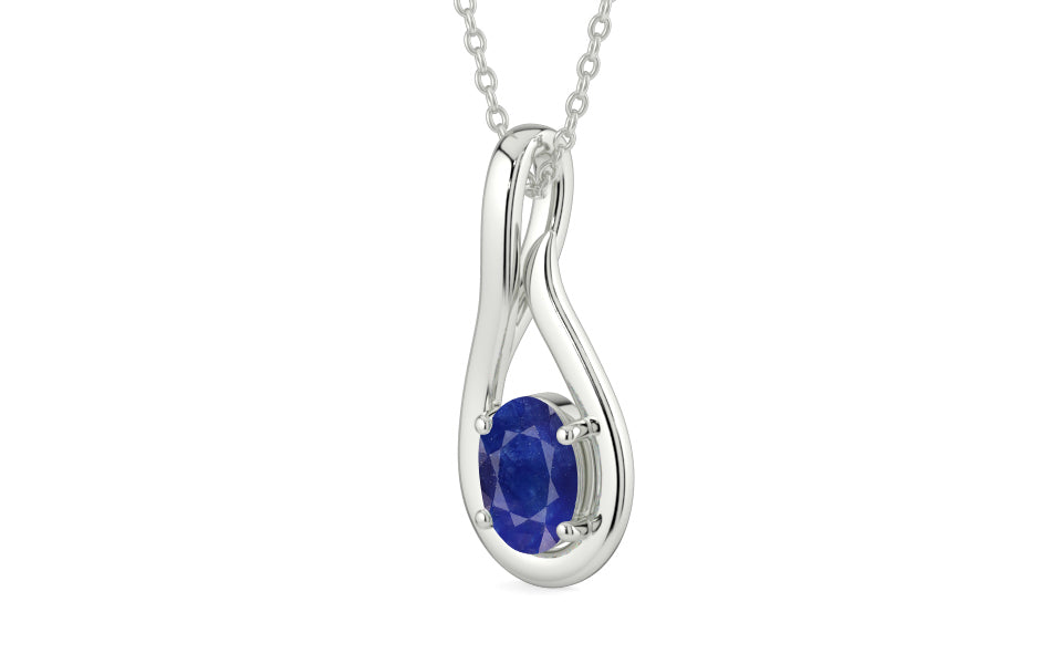 Sterling Silver Thailand Blue Sapphire Pendant Prime Quality (P9)