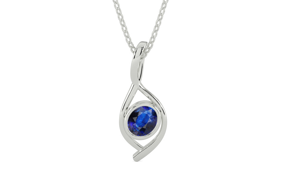 Sterling Silver Thailand Blue Sapphire Pendant Rare Quality (P1)