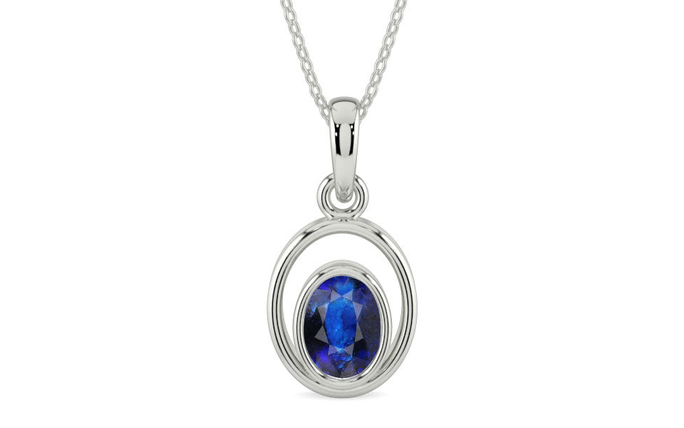 Sterling Silver Thailand Blue Sapphire Pendant Rare Quality (P12)