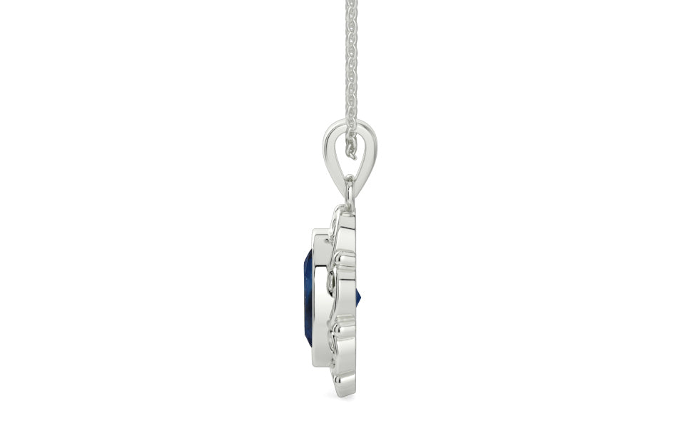 Sterling Silver Thailand Blue Sapphire Pendant Rare Quality (P5)