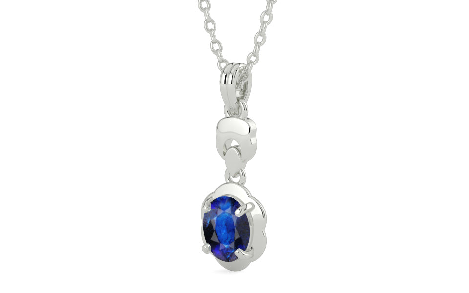 Sterling Silver Thailand Blue Sapphire Pendant Rare Quality (P6)