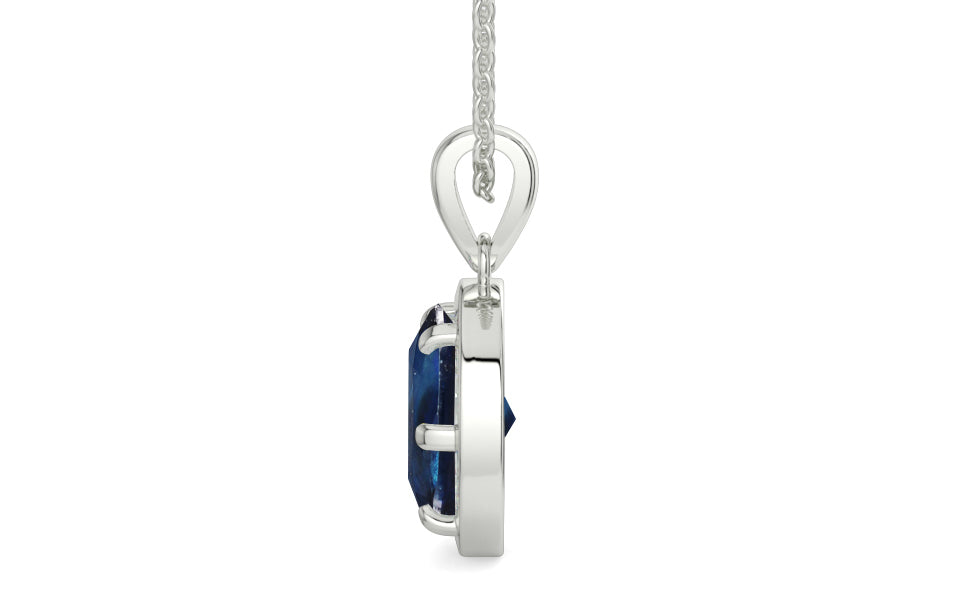 Sterling Silver Thailand Blue Sapphire Pendant Rare Quality (P8)