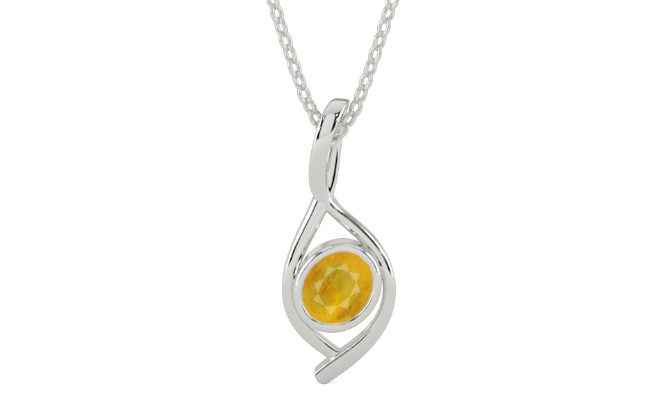 Sterling Silver Thailand Yellow Sapphire Pendant Fine Quality (P1)