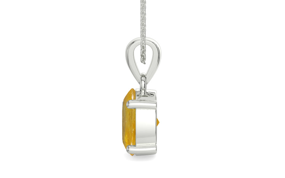 Sterling Silver Thailand Yellow Sapphire Pendant Fine Quality (P10)