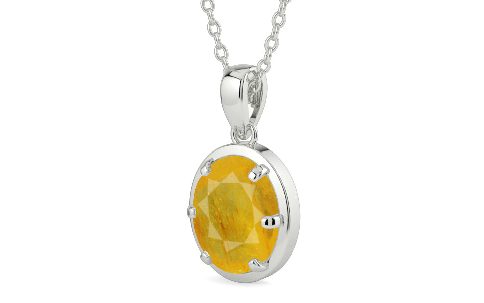 Sterling Silver Thailand Yellow Sapphire Pendant Fine Quality (P8)